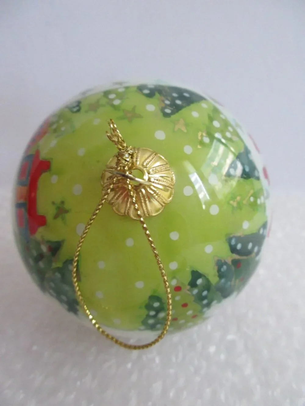 Pier 1 Li Bien Snowmen Glass Christmas Ornament 2009 Reverse Hand Painted
